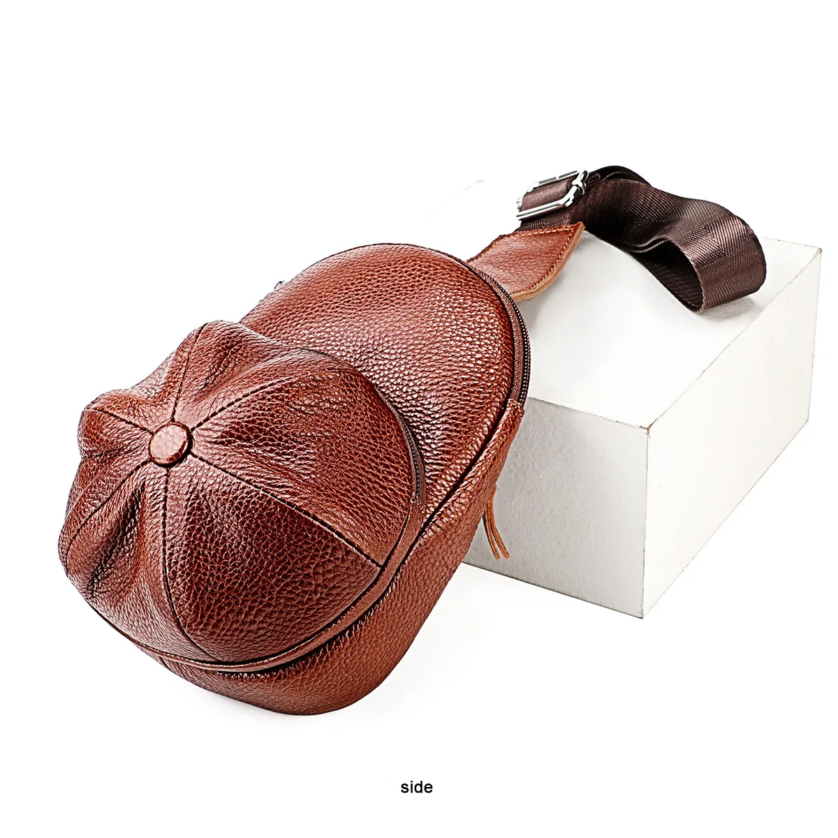 Sacs de poitrine en cuir véritable en forme de chapeau Unique pour hommes, petit sac à bandoulière en cuir de vache à la mode, sac à bandoulière ou messager