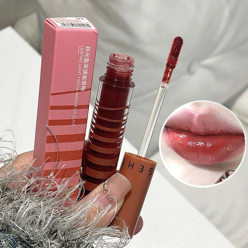 Hot HERORANGE Specchio impermeabile Jelly Lip Glaze 6 colori Water-light Lip Gloss Cosmetici per trucco a lunga durata