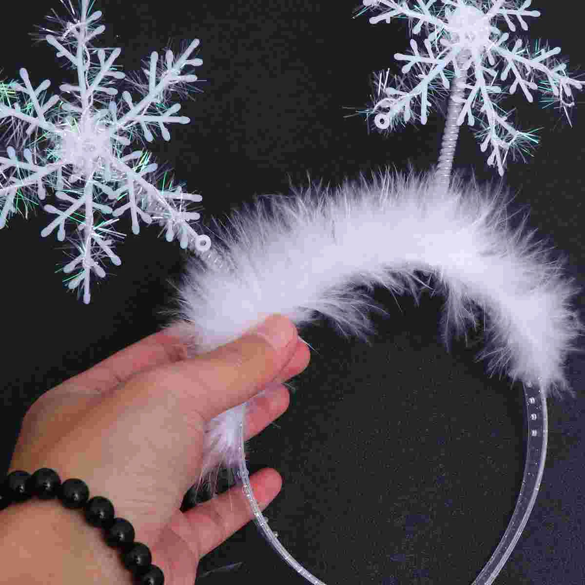 2 uds diadema de copo de nieve diademas Halloween Navidad collar tocado decoración copos de nieve aro de pelo pluma blanca