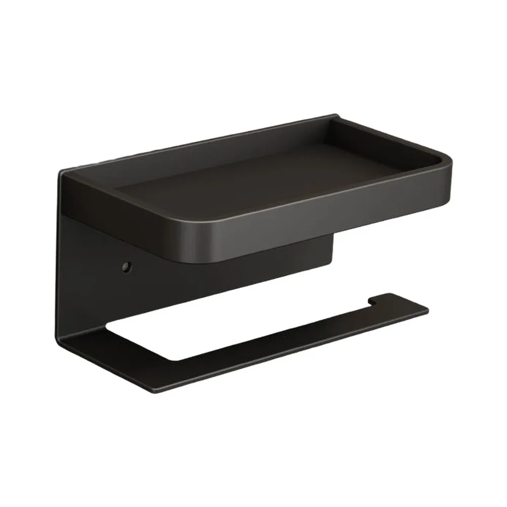 Toilet Paper Holder with Shelf for Bathroom Use Aluminum Construction Offers Reliable Performance in Humid Conditions