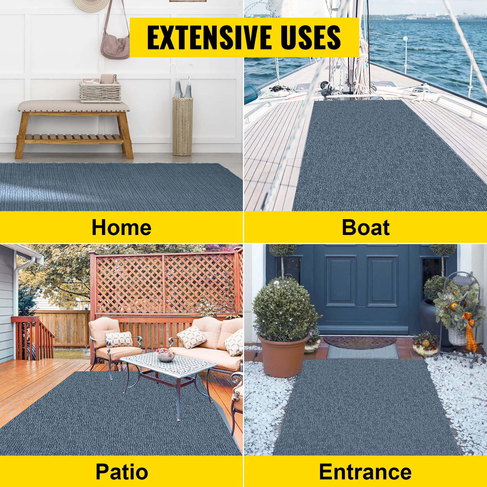Gray Marine Carpet 6 ft X 29.5 Ft, Boat Carpet Rugs, Indoor Outdoor Rugs for Patio Deck Anti-Slide  Water-Proof Back Outdoor