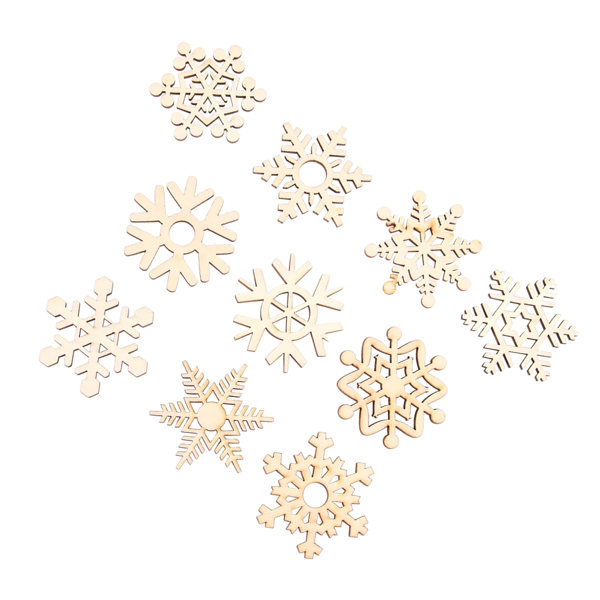 

10 Pcs Wooden Snowflake Ornaments 51mm Natural Wood Hollow Out Pendant Christmas Hanging Decor Craft Project Ideas