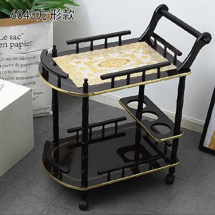 The product can be customized. Cake room rack service cart push type cake cart ktv restaurant storage iron art