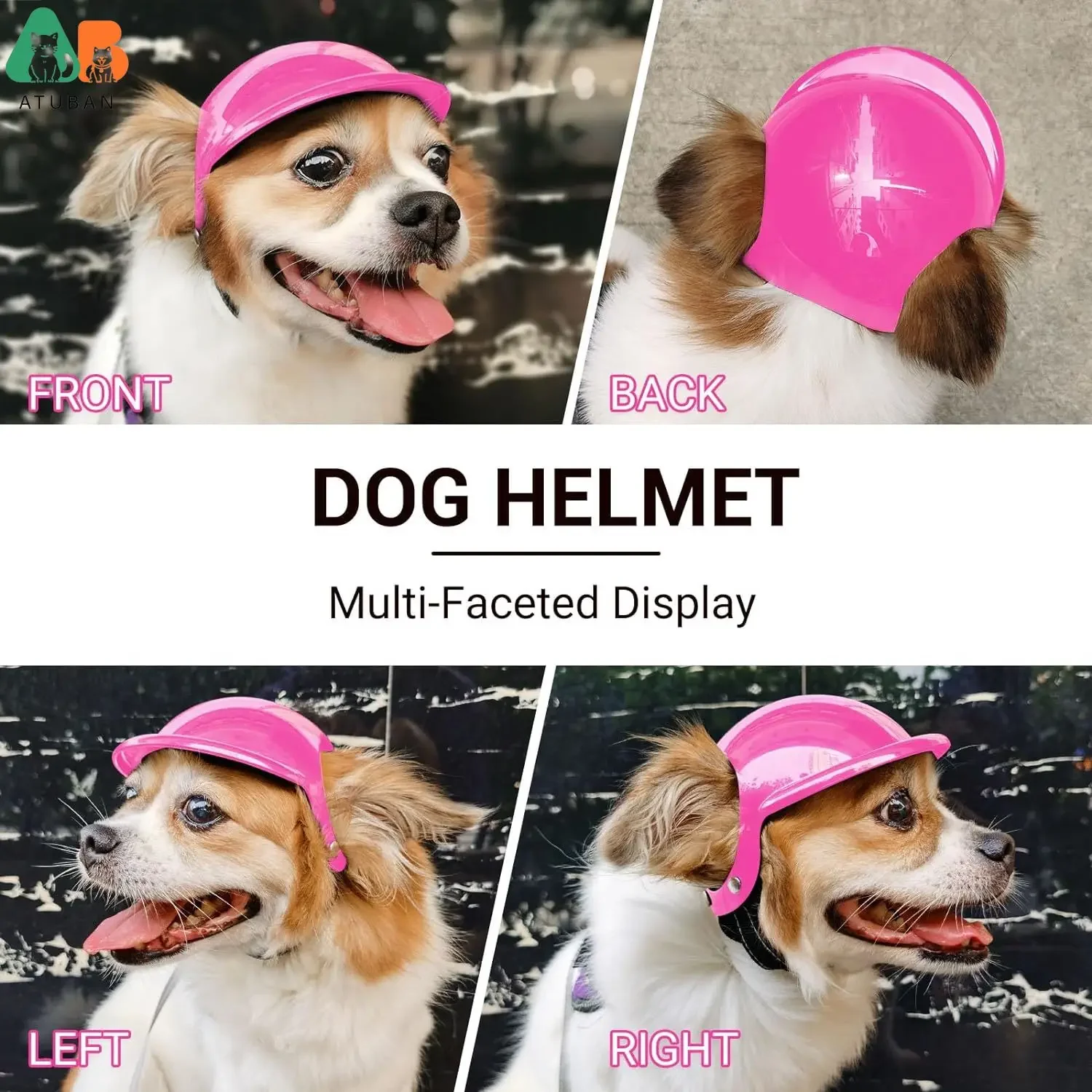 Helmet with Ear Holes for Small Dog, Pet Hat for Puppy and Cat, Safety Cap, Adjustable Strap, Head Protection for Outdoor Biking