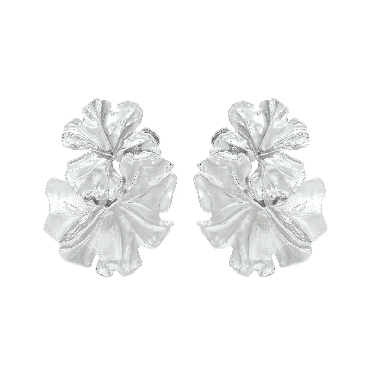 2024 new light luxury earrings Retro alloy petal pendant earrings European and American personality flower leaf earrings