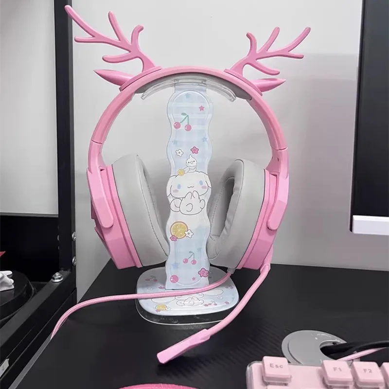 Joytop Sanrio PC سماعة حامل حامل Kuromi سماعة الرأس رف جبل شماعات مرنة العالمي سماعة ألعاب شماعات رف شاشة