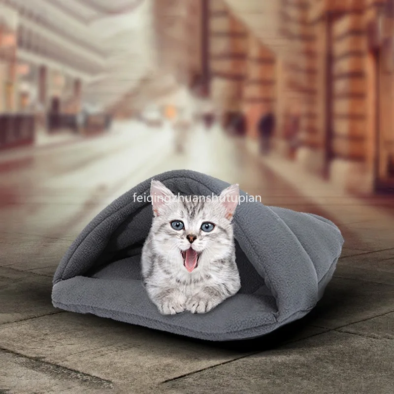 

Indoor Semi Enclosed Cute Cat Sleeping Bag Mat Comfortable Warm Soft Cushion All Seasons for Small Dog Hamster Pet Supplies