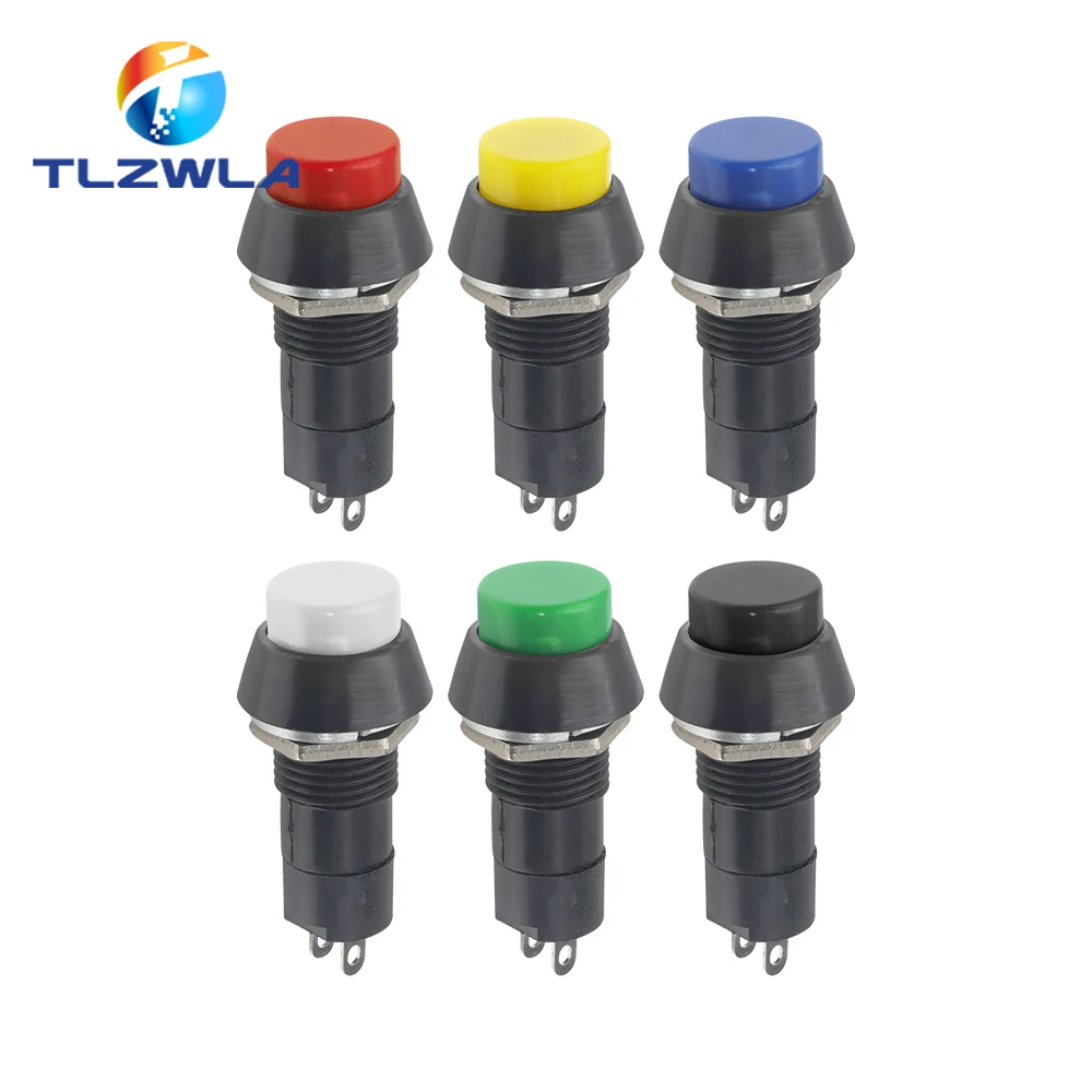 6PCS PBS-11A 12mm self-locking Plastic Push Button Switch Latching Switchs 1A 250V AC 2PIN PBS-11B