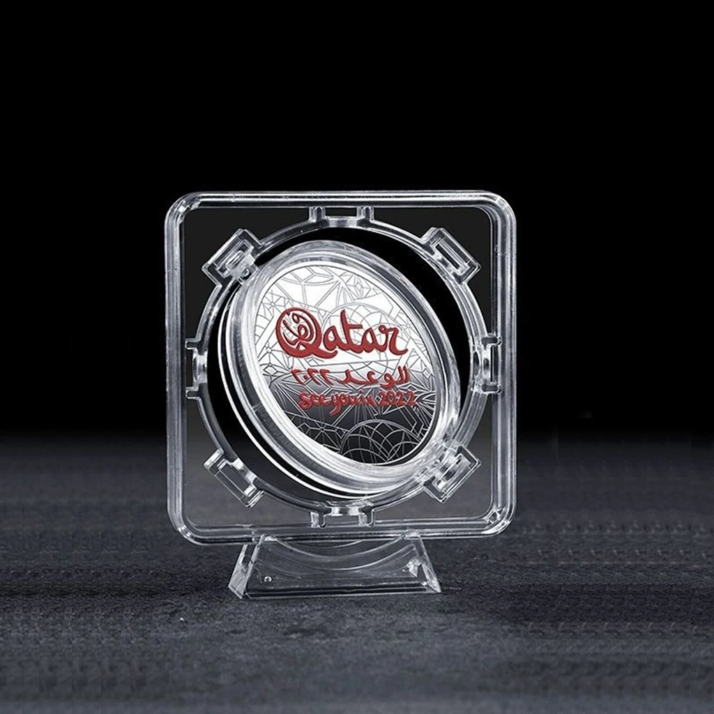 5 adet döner iplik sikke tutucu ekran standı 40mm temizle sikke kapsül durumda tabanı ile meydan sikke koleksiyonu için