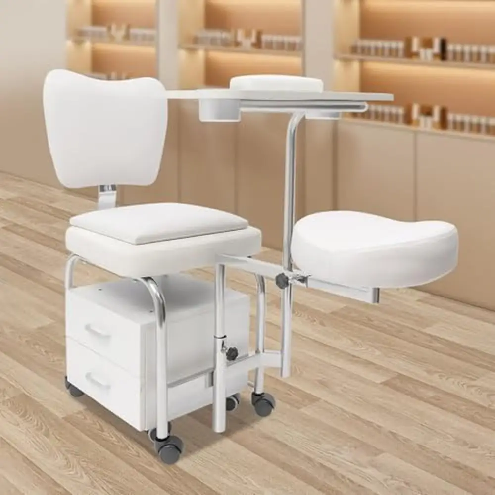 Sedia per manicure e pedicure Tavolo per unghie Carrello professionale Stazione regolabile Unità da scrivania Ruote rotanti Cassetti Massaggio spa di bellezza