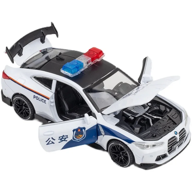 1:32 Simulation Alloy M4 Police Car Model Sound And Light Toy Car Boy Public Security Police Car Collection Ornaments Gifts