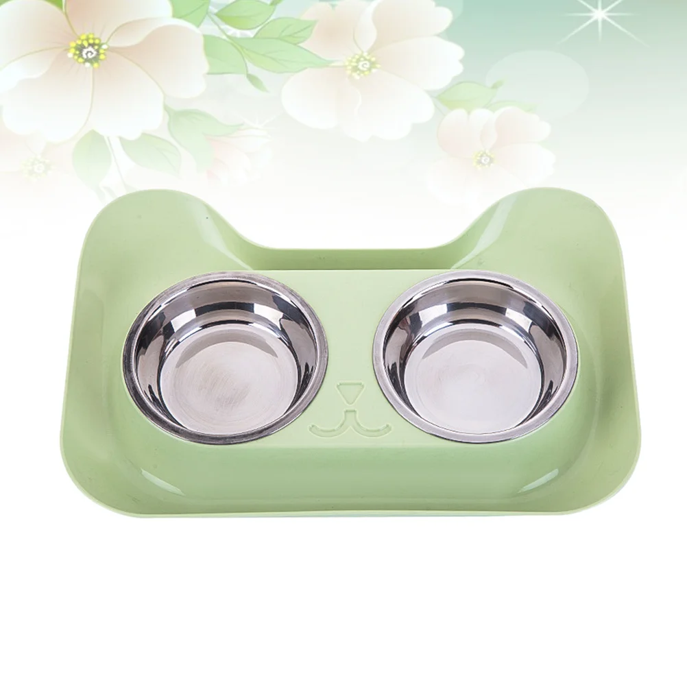 

Pet Stainless Steel Double Bowl Cat Dog Feeder Detachable Easy Clean Feeding Dish 31x215x55cm Pet Feeding Bowl Supplies