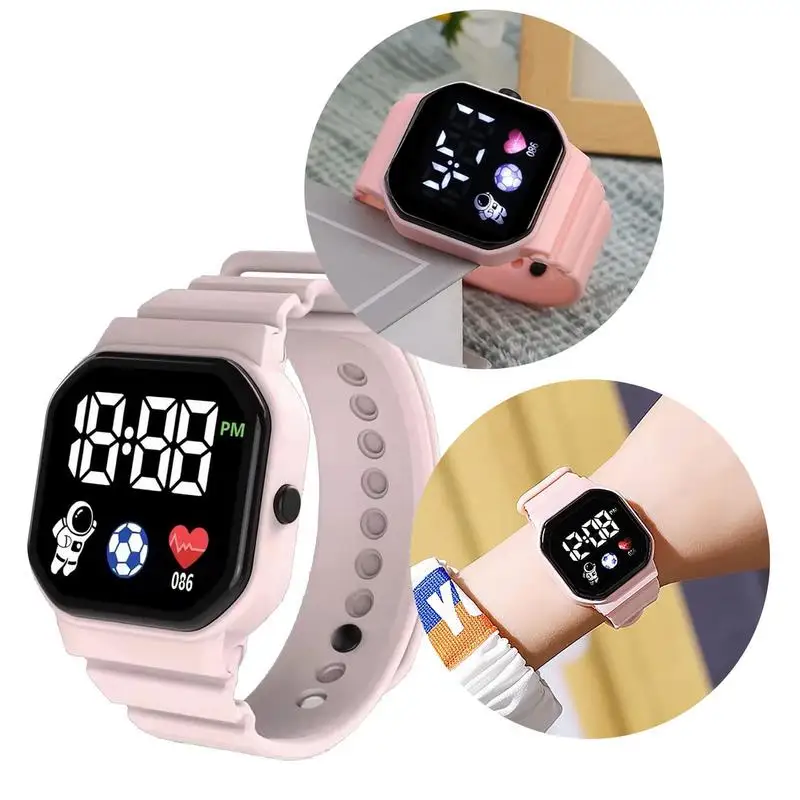 นาฬิกาดิจิตอลกีฬานาฬิกาดิจิตอลสําหรับเด็กสบายกีฬานาฬิกา LED กันน้ําซิลิโคนสําหรับเด็กผู้หญิงผู้ชาย