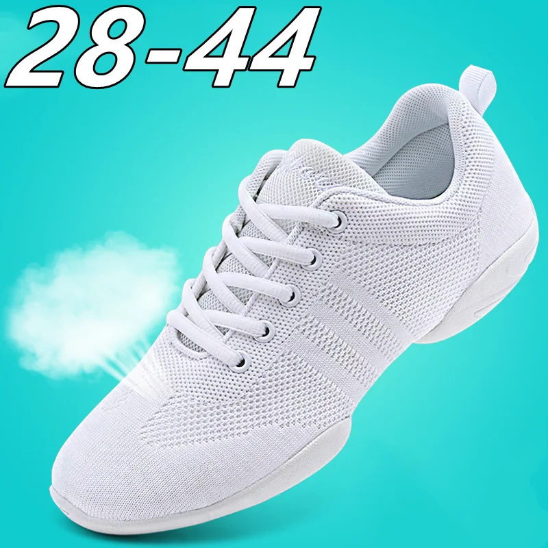 Fitness dance shoes competitive aerobics shoes cheerleading training shoes men women white mesh competition dance sneakers kids