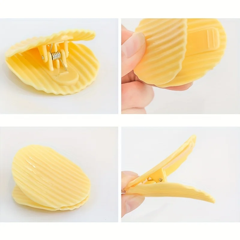 8pcs Unique Clips, Convenient Clips, Potato Chip Shape, Plastic Clips, Student Supplies, Office Clips