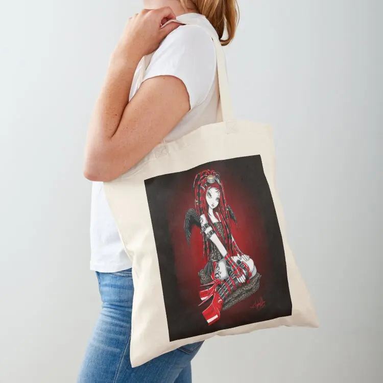 

Crimson Cybergoth Leopard print Cyberlocks Angel Tote Bag Women bags Customizable tote bag shoping bag the tote