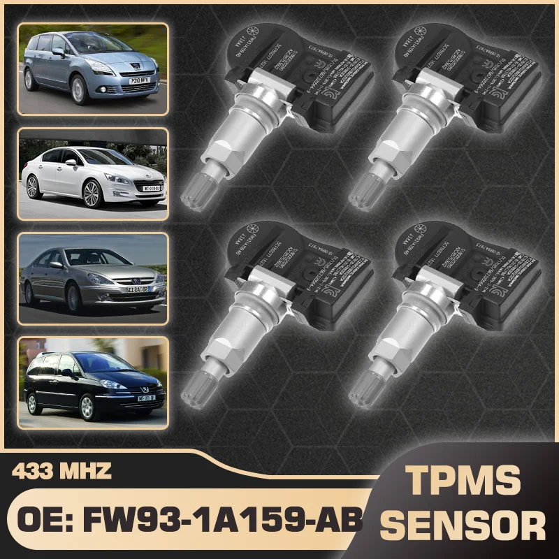 

FW93-1A159-AB 433 MHz TPMS Tire Pressure Sensor Monitoring System For Peugeot 5008 508 607 807 2000-EOP GX63-1A159-AA C2D15550