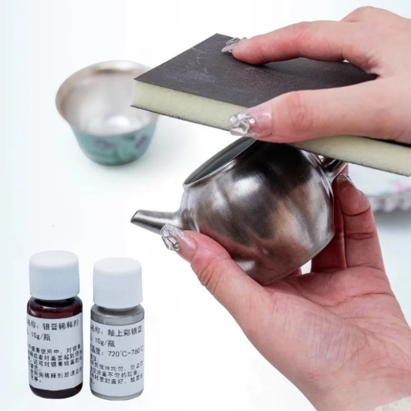 

Керамика, глазурь, серебряная паста/раствор/хлопок, набор из 3 предметов, сделай сам, керамическая картина, раскраска, Цзиндэчжэнь, серебряный пигмент