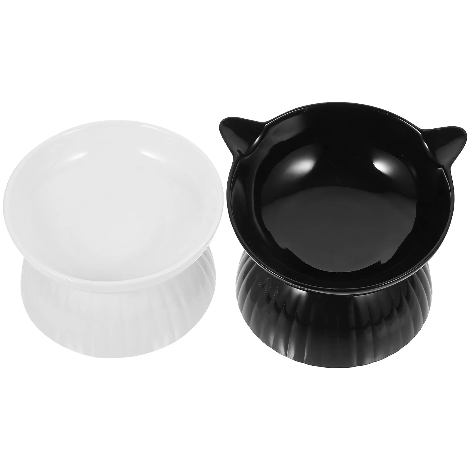 

2Sets Ceramic Elevated Cat Bowl Set Smooth Non-Slip Raised Pet Feeding Bowl for Cats Dogs Kitten Food Water Dish Ergonomic