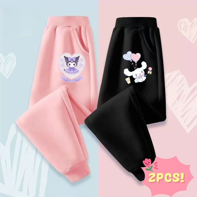 

Sanrio, осенняя одежда для маленьких девочек, детские штаны с принтом Kunomi & Cinnamoroll, устойчивые к комарам, детские спортивные спортивные костюмы, 2 шт.
