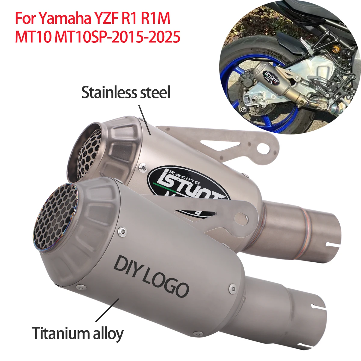 Motorcycle Exhaust Pipe For Yamaha MT10 R1S R1M 2015-2025 Racing Exhaust Escape With Middle Link Pipe