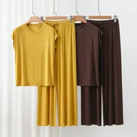 Modal Homewear set O-neck Tshirts short sleeves and Wide leg pants Loose sleepwear Casual streetwear suit all match - Image 5