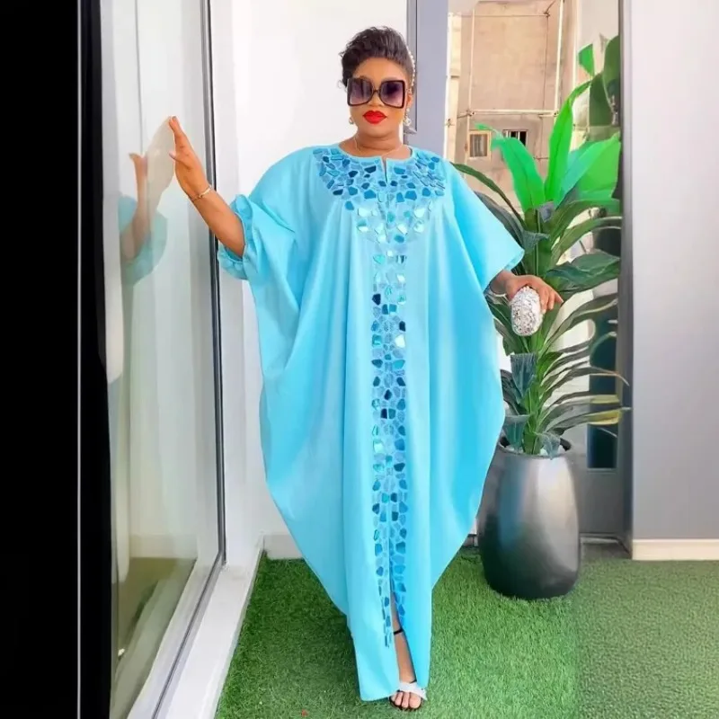 Outfits Plus Size African Dresses for Women Summer 2025 Kaftan Long Sleeve Polyester Long Maxi Dress Gowns Muslim Fashion Abaya