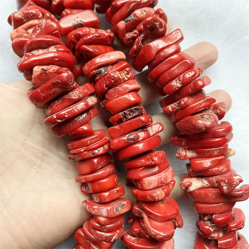 4-9*20-30MM Irregular Large Schistose Red Coral Big Hyperbole Flake Stone Beads DIY Jewelry Making Bracelet Necklace Earrings