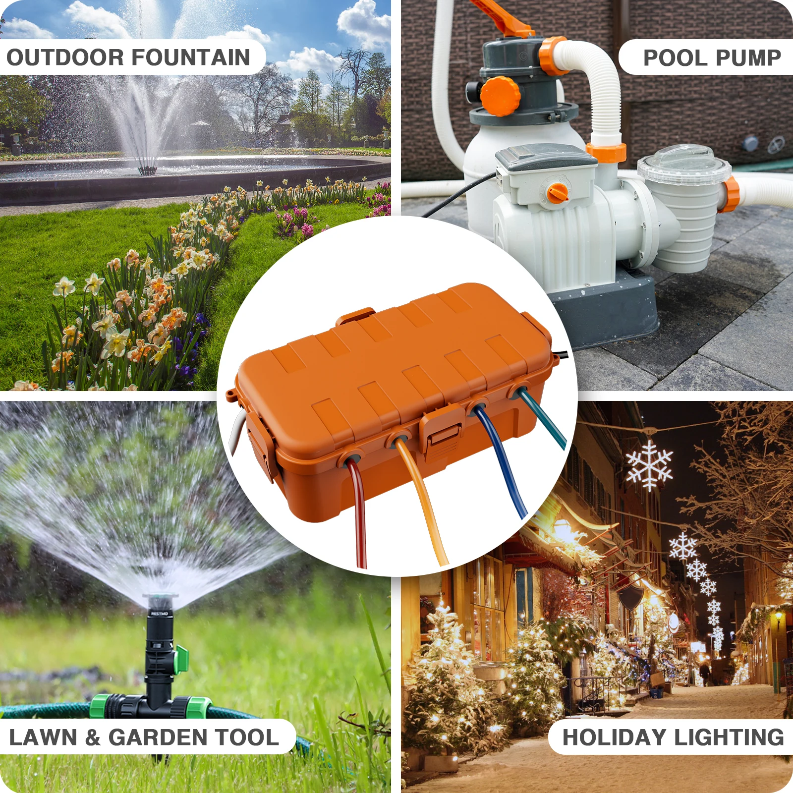 

Наружная электрическая водонепроницаемая коробка, защищенная от атмосферных воздействий крышка удлинителя для удлинителей, розетки, вилки, праздничный декор, светильники