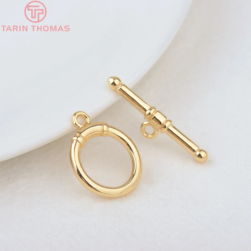 (3452)6 Sets 24K Gold Color Plated Brass Bracelet O Toggle Clasps High Quality Diy Jewelry Making Findings Accessories