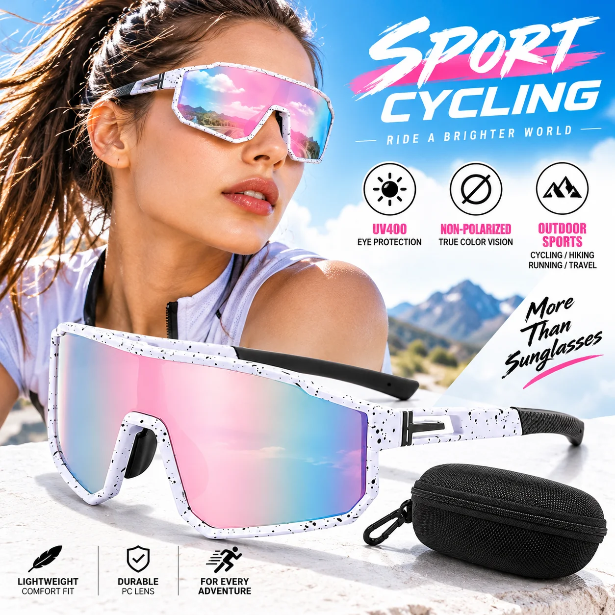 COOLMEN Outdoor Unisex Shield Sunglasses Non Polarized Lightweight UV400 Cycling Eyewear Fishing Hiking Running Climbing Travel