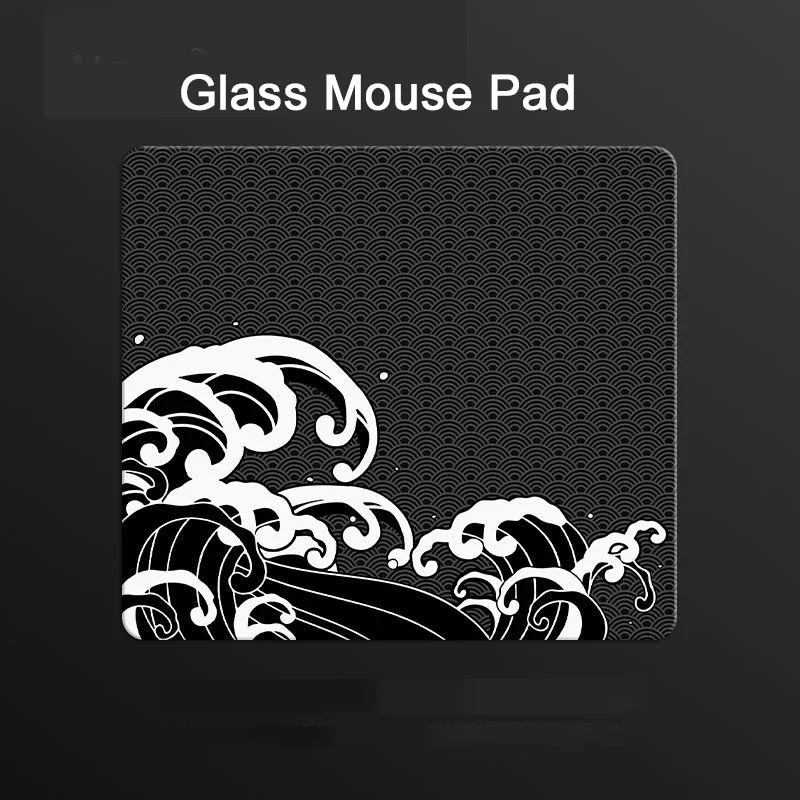 Korean Style Wave Minimalist Photovoltaic Glass Mouse Pad - Tempered Surface Game Office Anime Style Computer Desk Decoration