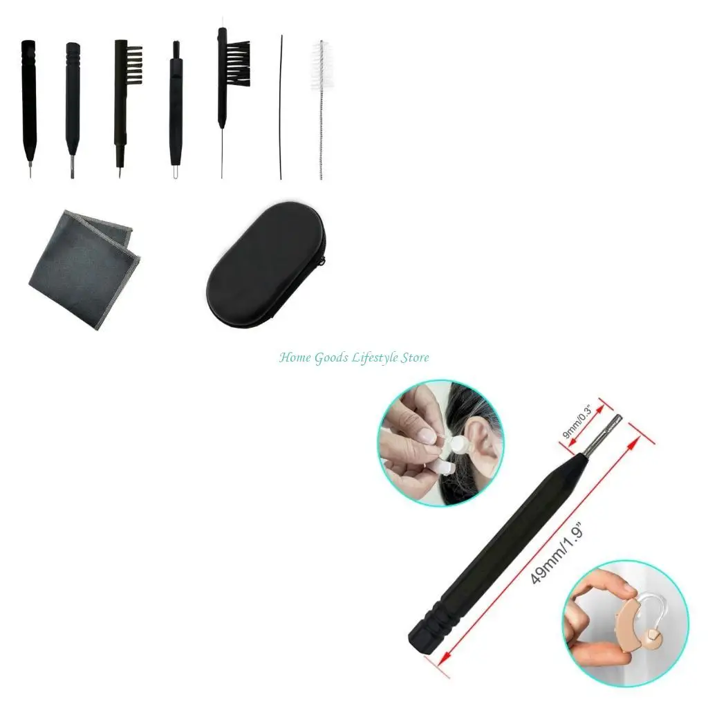 

E74E Portable 9Piece Hearing Aids Cleaning Set with Nylon Brushes&Handy Carrying Case