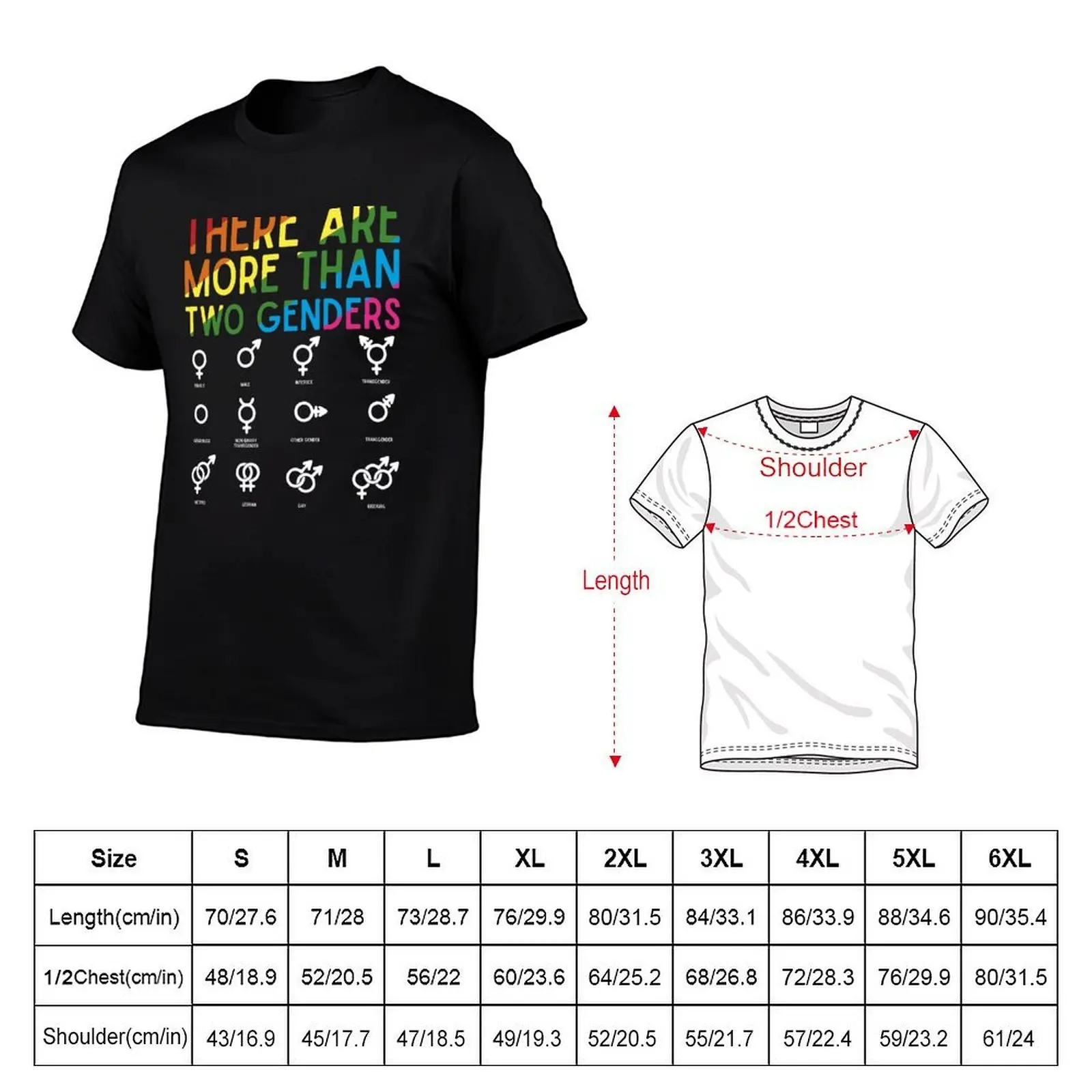 There Are More Than 2 Genders Rainbow Pride Flag Support Genderqueer T-Shirt vintage graphic tee customs men clothings