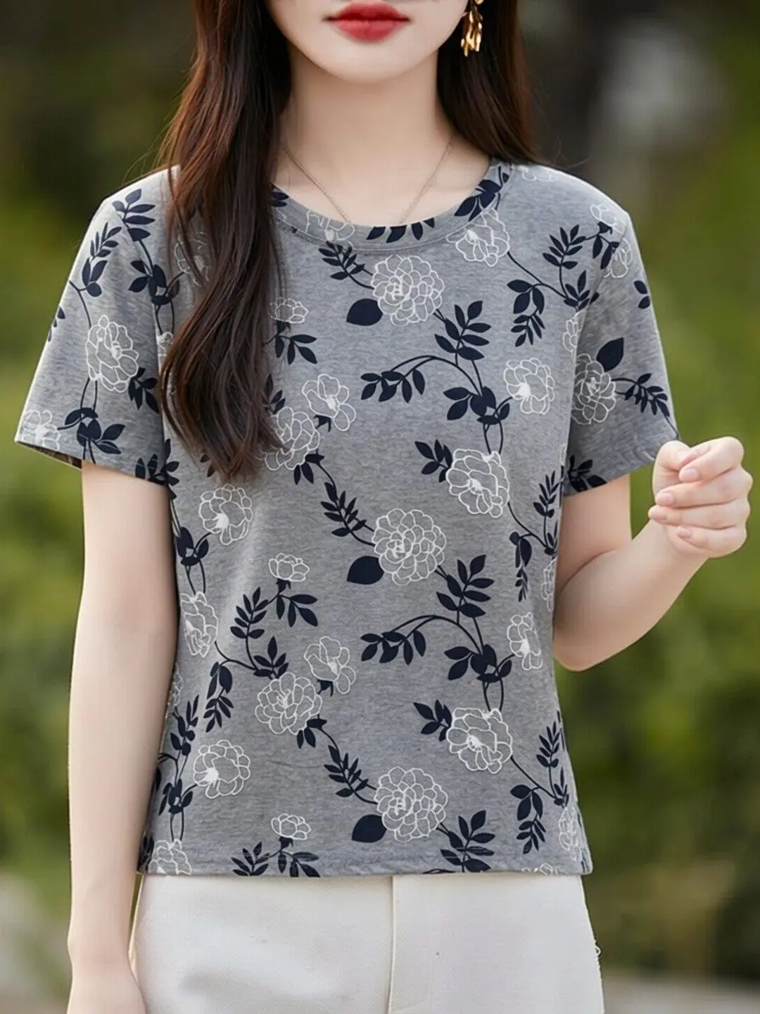 

Модная женская футболка с коротким рукавом, летняя, свободного кроя, с принтом, в повседневном стиле, из полиэфирного волокна, топ, женская рубашка