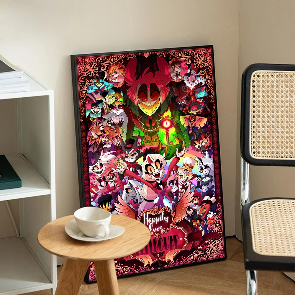 H-Hazbin Amine Hotels الكرتون الفيلم الكلاسيكي الملصقات خمر غرفة بار مقهى ديكور ملصقات جدار اللوحة