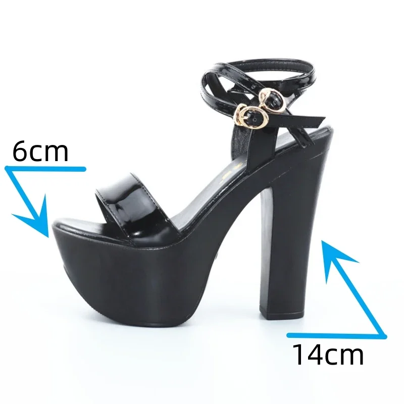 Extreme High Heels Sandals 14cm Women Wedding Shoes Silver Gold 2024 Summer Block Heel Platform Sandals Ladies Party Model Shoe