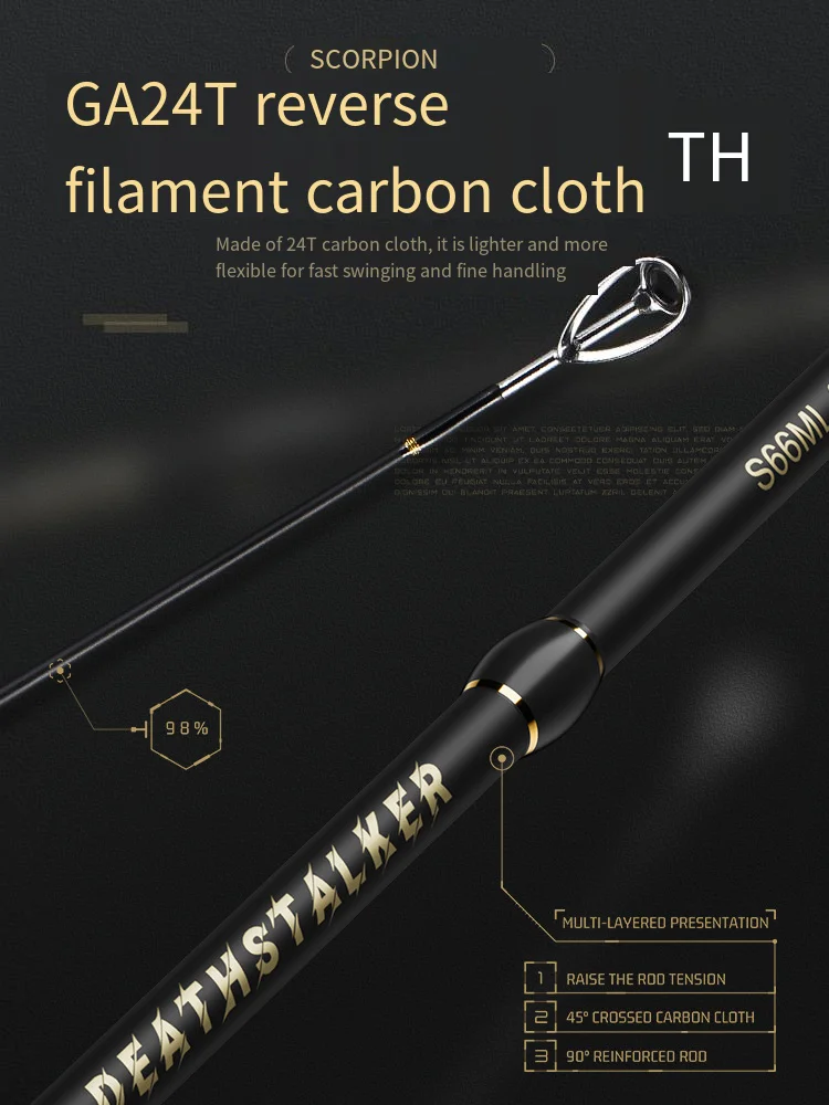 HUATTON Travel Spinning Fishing Rod, Sea Casting Rod, Telescopic Carbon Hard Carp Pole, Lure River,1.68M,1.8m,1.98m,2.1m,UL,ML,M