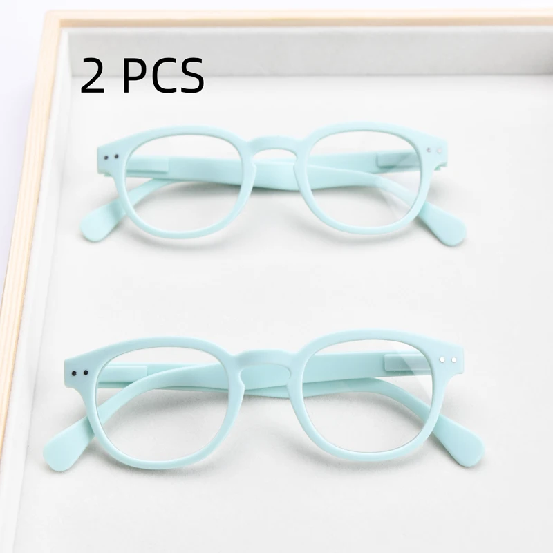 2PCS Anzug Lesebrille Runde Männer Frauen Klassische Retro Brillen Rahmen Vintage Einfachen Stil Orange Blau Rahmen Mode Gefälschte auge – Detail 6