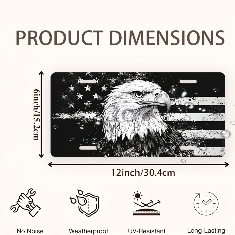 A 2D Design Featuring an Eagle Portrait Front License Plate, Aluminum Plate Cover And Frame, Suitable for Fun Standard Size Lice