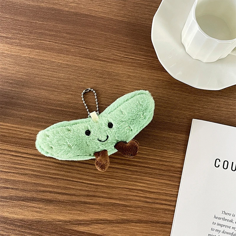 Cute Cucumber Plush Toy Keychain Cartoon Vegetables Soft Stuffed Doll Pendant Car Key Ring Backpack Bag Decor Kid Gift