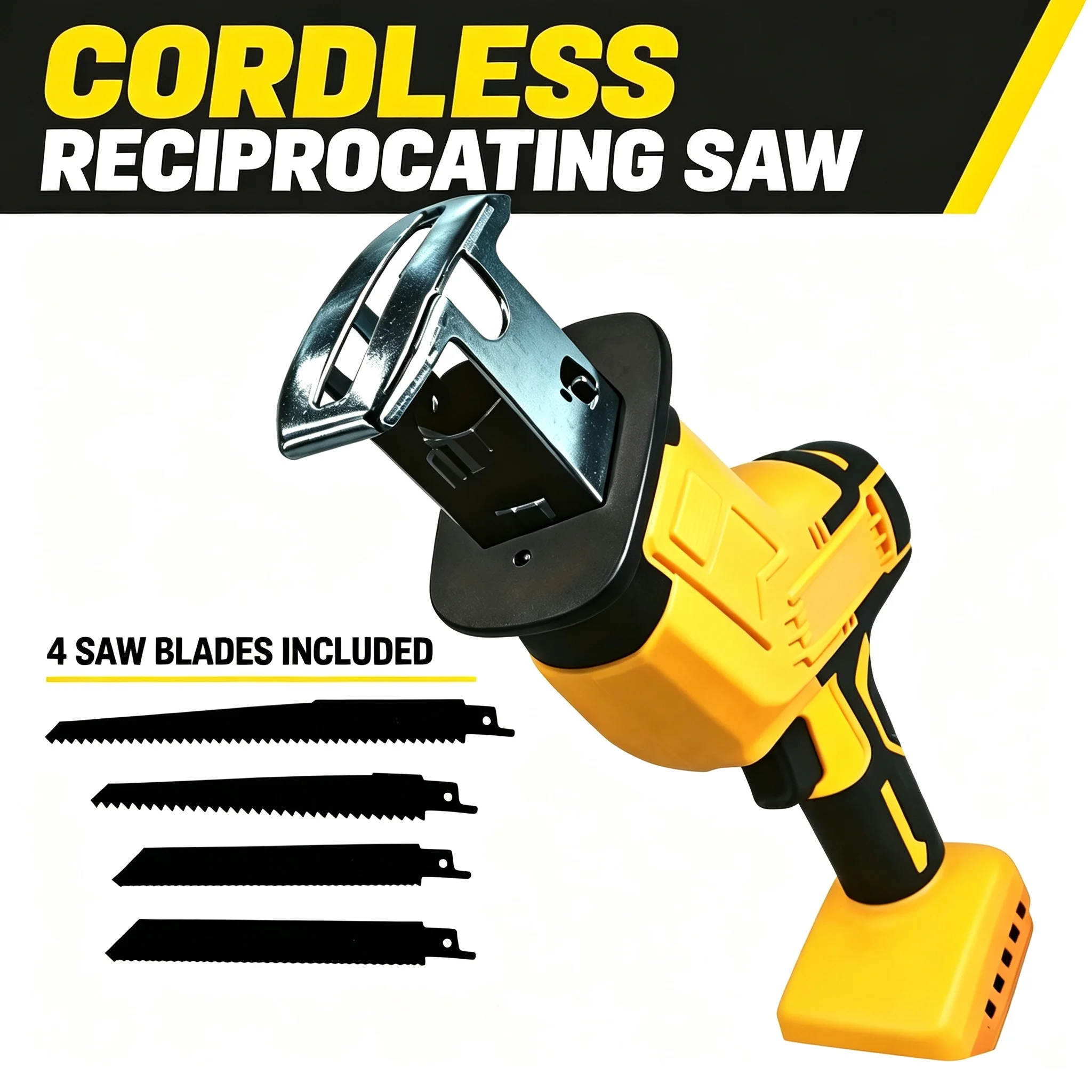 Cordless Reciprocating Saw, Handheld Electric Saber Saw for Wood Metal PVC Cutting, Rechargeable Small Outdoor Power Saw, No Battery