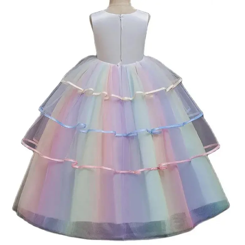 Una arena de osos niñas Arco Iris unicornio COS princesa vestido pastel capas tutú vestido de graduación niños boda noche Fo 2025 nuevo