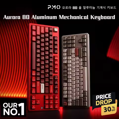 PMO Aurora80 Mechanical Keyboard Wireless Tri-mode Gasket/TOP Hot-Swap RGB Custom Aluminum Office Gaming Keyboard PC Laptop Gift