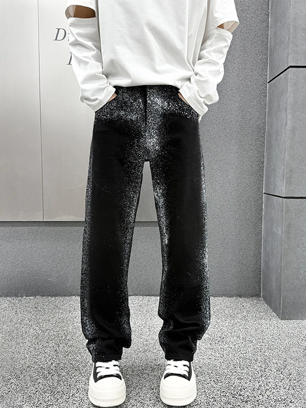 

Мужские джинсы Bla Casual свободного прямого кроя, премиум-качество, модные, осенне-зимние, новинка, с низкой посадкой, градиентное окрашивание