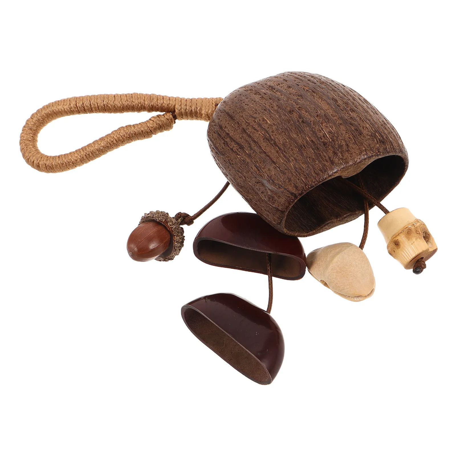 Natural Nut Shell Windchime Keychain Bohemian Seed Pod Rattle Charm Jingling Bag Pendant for Women Men Beach Boho Purse Backpack - view 3