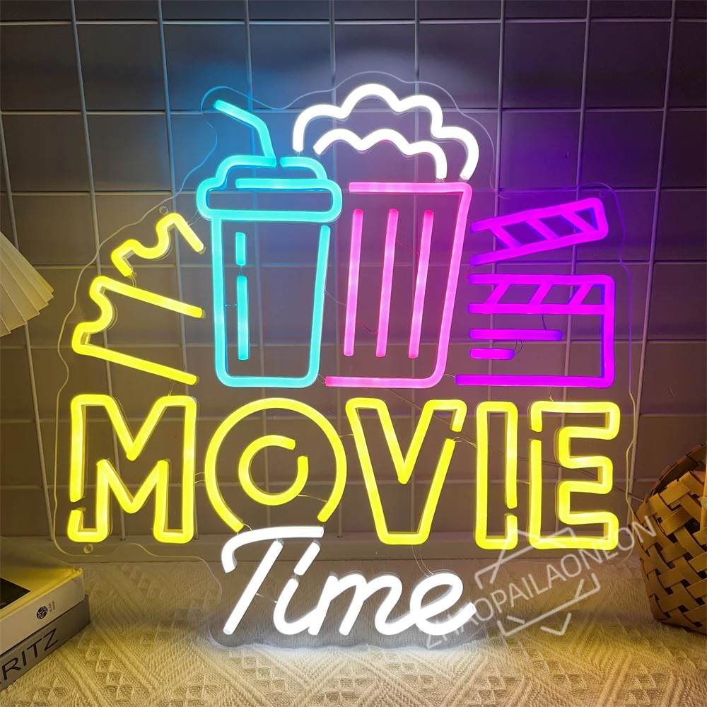 Move Time Neon Led Sign Cinemas Neon Lights Wall Art Decoration Room Decor Chips Night Lights Neon Lamps