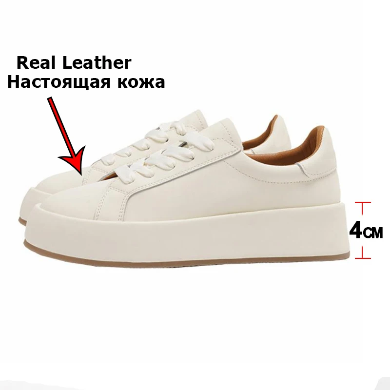 Taoffen 2023 New Ins Real Leather Shoes Women Sneaker Fashion Shoes Height Increasing Casual Daily Ladies Footwear Size 34-40