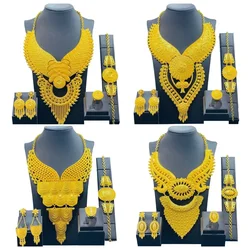 High Quality 24k Gold Plated Dubai Jewelry Set African Middle East Women's Jewelry Necklace Bracelet Earring Ring Wholesale