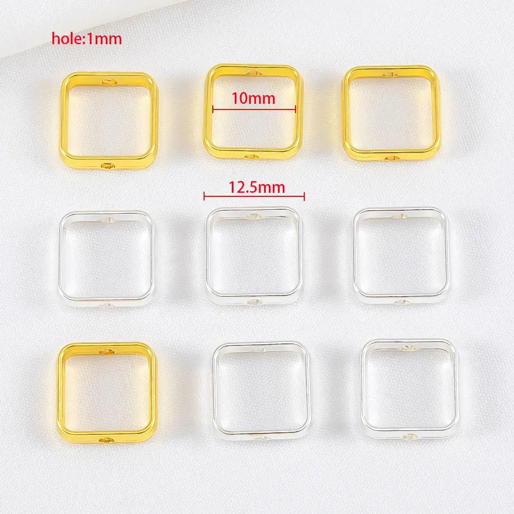 10pcs 20pcs 30Pcs Brass Beads Frame Square Beads Frame For DIY Jewelry Bracelets Necklaces Making Accessories Supplies Wholesale